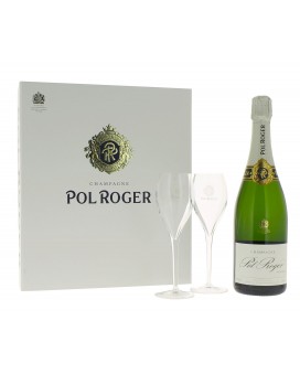 Champagne Pol Roger Brut Réserve e due flutes