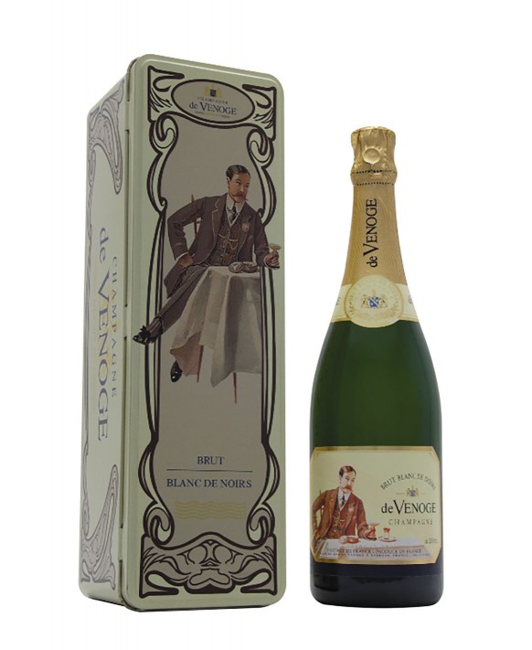 Champagne De Venoge Blanc de Noirs art deco metallic box 75cl