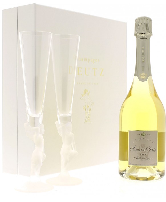 Champagne Deutz Coffret Amour de Deutz 2007 et 2 flûtes 75cl