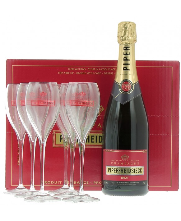 Champagne Piper - Heidsieck Cuvée Brut and 6 free flûtes 75cl