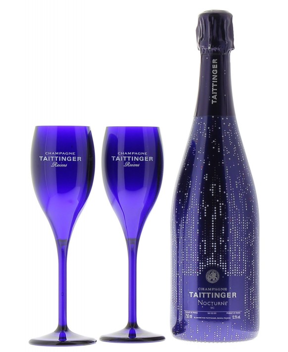 Champagne Taittinger Nocturne sleeve et deux flûtes 75cl