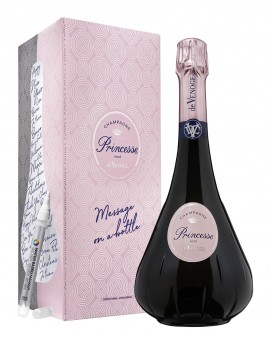 Champagne De Venoge Princesse Rosé message on a bottle