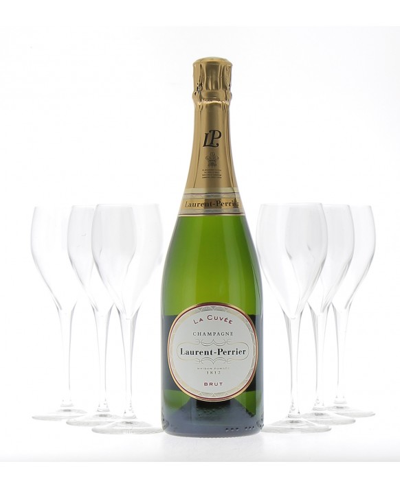 Champagne Laurent-perrier 6 cuvee brut and 6 flutes