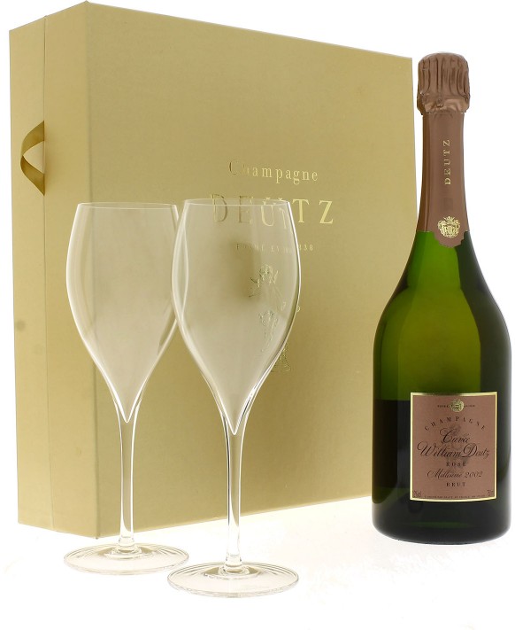 Champagne Deutz Cuvée William Deutz Rosé 2002 et 2 flûtes
